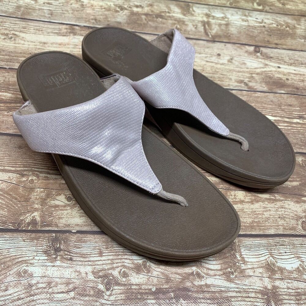 FitFlop Rose Gold Thong Flip Flops Sandals Womens Size 10 143-137 Slip On Shoes